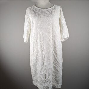 Current/Elliot Womens White the Eyelet T-Shirt Short Sleeve Dress Sz M (6/8)